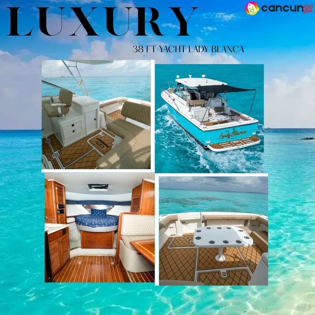 19 Luxury 38ft Yacht Rental Lady Blanca en Cancún - Imagen 1
