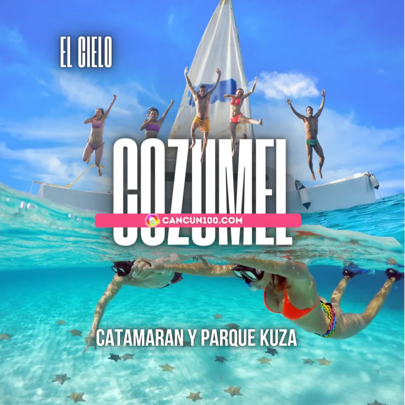 Tour a El Cielo Cozumel en catamarán con snorkel y acceso a Parque Kuza - Cancun100