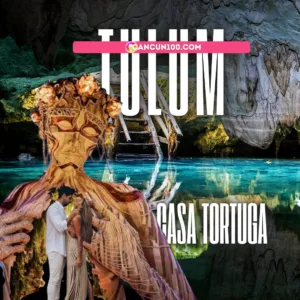 Tour a Tulum y cenotes de Casa Tortuga con pareja en la escultura Madre Naturaleza - Cancun100